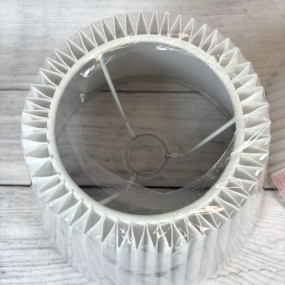 Threshold Small Pleated Lamp Shades 7"x10" White Empire Shape Set of 2 NEW - Picture 4 of 4